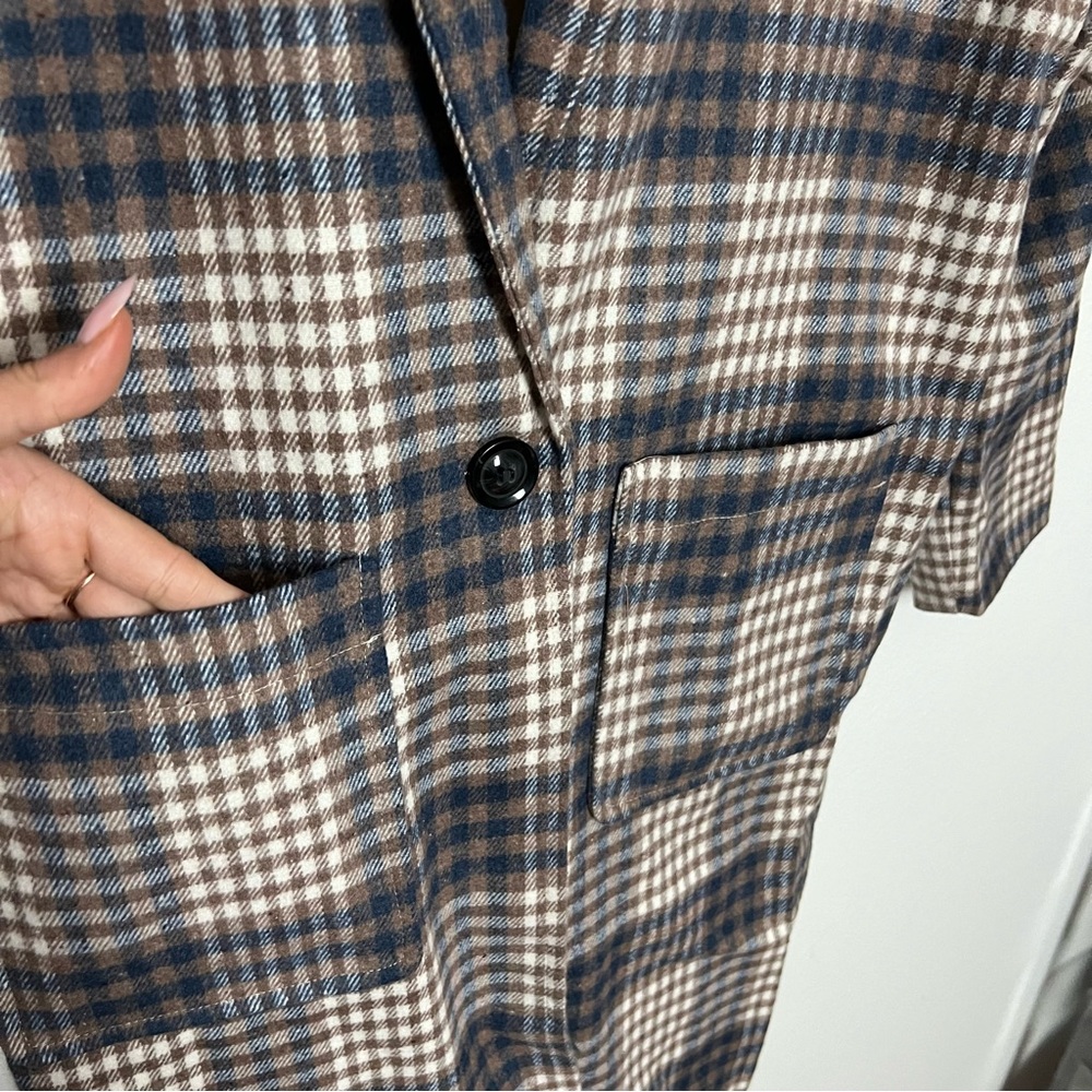 NWT Petal & Pup Plaid Long Midlength Coat Brown & Blue - Picture 9 of 11